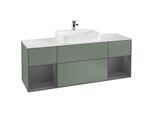 Villeroy und Boch Finion Waschtischunterschrank F451GKGM 160x60,3cm, Abdeckplatte white matt, Regale Anthracite matt lacquer, Olive Matt Lacquer