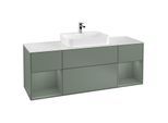 Villeroy und Boch Finion Waschtischunterschrank F451GMGM 160x60,3cm, Abdeckplatte white matt, Regale Olive matt lacquer, Olive Matt Lacquer