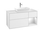 Villeroy und Boch Finion Waschtischunterschrank G831MTGF 120cm, Abdeckplatte white matt, Emotion, Regale White matt lacquer, Glossy white lacquer