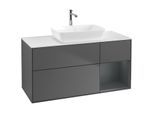 Villeroy und Boch Finion Waschtischunterschrank F831HGGK 120cm, Abdeckplatte white matt, Regale Midnight matt lacquer, Anthracite matt
