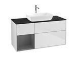 Villeroy und Boch Finion Waschtischunterschrank G822GKMT 120cm, Abdeckplatte black matt, Emotion, Regale Anthracite matt lacquer, White matt lacquer