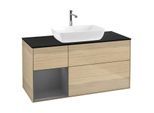 Villeroy und Boch Finion Waschtischunterschrank G822GKPC 120cm, Abdeckplatte black matt, Emotion, Regale Anthracite matt lacquer, Oak Veneer