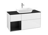 Villeroy und Boch Finion Waschtischunterschrank G822PDGF 120cm, Abdeckplatte black matt, Emotion, Regale Black matt lacquer, Glossy white lacquer
