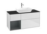Villeroy und Boch Finion Waschtischunterschrank G822HGMT 120cm, Abdeckplatte black matt, Emotion, Regale Midnight matt lacquer, White matt lacquer