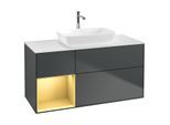 Villeroy und Boch Finion Waschtischunterschrank G821HFHG 120cm, Abdeckplatte white matt, Emotion, Regale Gold matt lacquer, Midnight Blue Matt Lacquer