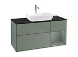 Villeroy und Boch Finion Waschtischunterschrank F832GMGM 120cm, Abdeckplatte black matt, Regale Olive matt lacquer, Olive Matt Lacquer