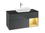 Villeroy und Boch Finion Waschtischunterschrank F832HFHG 120cm, Abdeckplatte black matt, Regale Gold matt lacquer, Midnight Blue Matt Lacquer