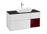 Villeroy und Boch Finion Waschtischunterschrank F832HBMT 120cm, Abdeckplatte black matt, Regale Peony matt lacquer, White matt lacquer