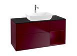 Villeroy und Boch Finion Waschtischunterschrank F832HBHB 120cm, Abdeckplatte black matt, Regale Peony matt lacquer, Peony Matt