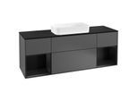 Villeroy und Boch Finion Waschtischunterschrank G332PDGK 160cm, Abdeckplatte black matt, Emotion, Regale Black matt lacquer, Anthracite matt