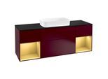 Villeroy und Boch Finion Waschtischunterschrank G332HFHB 160cm, Abdeckplatte black matt, Emotion, Regale Gold matt lacquer, Peony Matt