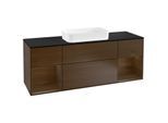 Villeroy und Boch Finion Waschtischunterschrank F332GNGN 160x60,3cm, Abdeckplatte black matt, Regale Walnut veneer, Walnut veneer