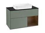 Villeroy und Boch Finion Waschtischunterschrank G662GNGM 100x60,3x50,1cm, Regal rechts Walnut veneer, Olive Matt Lacquer