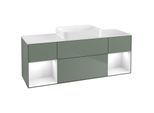 Villeroy und Boch Finion Waschtischunterschrank G741GFGM 160x60,3x50,1cm, Regale Glossy white lacquer, Olive Matt Lacquer