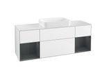 Villeroy und Boch Finion Waschtischunterschrank G741HGGF 160x60,3x50,1cm, Regale Midnight matt lacquer, Glossy white lacquer