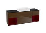 Villeroy und Boch Finion Waschtischunterschrank G742HBGN 160x60,3x50,1cm, Regale Peony matt lacquer, Walnut veneer