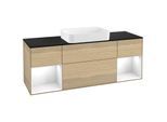 Villeroy und Boch Finion Waschtischunterschrank G742GFPC 160x60,3x50,1cm, Regale Glossy white lacquer, Oak Veneer