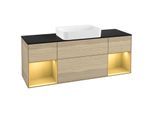 Villeroy und Boch Finion Waschtischunterschrank G742HFPC 160x60,3x50,1cm, Regale Gold matt lacquer, Oak Veneer