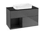Villeroy und Boch Finion Waschtischunterschrank G652PDGK 100x60,3x50,1cm, Regal links Black matt lacquer, Anthracite matt