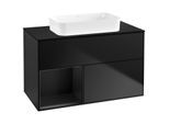 Villeroy und Boch Finion Waschtischunterschrank G652PDPD 100x60,3x50,1cm, Regal links Black matt lacquer, Black matt lacquer