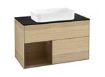 Villeroy und Boch Finion Waschtischunterschrank G652GNPC 100x60,3x50,1cm, Regal links Walnut veneer, Oak Veneer