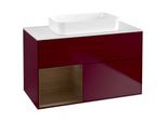 Villeroy und Boch Finion Waschtischunterschrank G651GNHB 100x60,3x50,1cm, Regal links Walnut veneer, Peony Matt