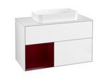 Villeroy und Boch Finion Waschtischunterschrank G651HBGF 100x60,3x50,1cm, Regal links Peony, Glossy white lacquer