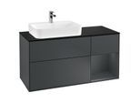 Villeroy und Boch Finion Waschtischunterschrank G402HGHG 120cm, Abdeckplatte black matt, Emotion, Regal rechts Midnight Blue Matt Lacquer, Midnight Blue Matt Lacquer