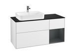 Villeroy und Boch Finion Waschtischunterschrank G402HGGF 120cm, Abdeckplatte black matt, Emotion, Regal rechts Midnight Blue Matt Lacquer, Glossy white lacquer