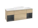 Villeroy und Boch Finion Waschtischunterschrank F741HGPC 160x60,3x50,1cm, Regale Midnight matt lacquer, Oak Veneer