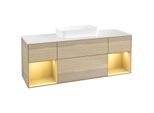 Villeroy und Boch Finion Waschtischunterschrank F741HFPC 160x60,3x50,1cm, Regale Gold matt lacquer, Oak Veneer