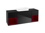 Villeroy und Boch Finion Waschtischunterschrank F742HBPD 160x60,3x50,1cm, Regale Peony matt lacquer, Black matt lacquer
