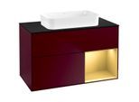 Villeroy und Boch Finion Waschtischunterschrank F662HFHB 100x60,3x50,1cm, Regal rechts Gold matt, Peony Matt
