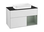 Villeroy und Boch Finion Waschtischunterschrank F662GMMT 100x60,3x50,1cm, Regal rechts Olive Matt Lacquer, White matt lacquer