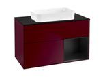 Villeroy und Boch Finion Waschtischunterschrank F662PDHB 100x60,3x50,1cm, Regal rechts Black matt lacquer, Peony Matt