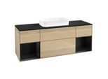 Villeroy und Boch Finion Waschtischunterschrank F742PDPC 160x60,3x50,1cm, Regale Black matt lacquer, Oak Veneer