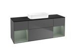 Villeroy und Boch Finion Waschtischunterschrank F742GMGK 160x60,3x50,1cm, Regale Olive matt lacquer, Anthracite matt