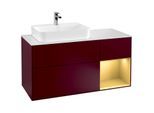 Villeroy und Boch Finion Waschtischunterschrank G401HFHB 120cm, Abdeckplatte white matt, Emotion, Regal rechts Gold matt, Peony Matt