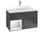 Villeroy und Boch Finion Waschtischunterschrank F771MTHG 100cm, Abdeckplatte white matt, Regale White matt lacquer, Midnight Blue Matt Lacquer
