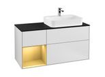 Villeroy und Boch Finion Waschtischunterschrank G392HFMT 120cm, Abdeckplatte black matt, Emotion, Regal links Gold matt, White matt lacquer