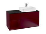 Villeroy und Boch Finion Waschtischunterschrank G392HBHB 120cm, Abdeckplatte black matt, Emotion, Regal links Peony, Peony Matt