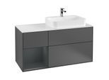 Villeroy und Boch Finion Waschtischunterschrank F391HGGK 120cm, Abdeckplatte white matt, Regal links Midnight Blue Matt Lacquer, Anthracite matt