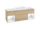 Villeroy und Boch Finion Waschtischunterschrank F331GFPC 160x60,3cm, Abdeckplatte white matt, Regale Glossy white lacquer, Oak Veneer
