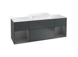 Villeroy und Boch Finion Waschtischunterschrank F331GKHG 160x60,3cm, Abdeckplatte white matt, Regale Anthracite matt lacquer, Midnight Blue Matt Lacquer