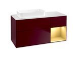 Villeroy und Boch Finion Waschtischunterschrank F691HFHB 120x60,3x50,1cm, Regal rechts Gold matt, Peony Matt