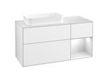 Villeroy und Boch Finion Waschtischunterschrank F691MTGF 120x60,3x50,1cm, Regal rechts White matt lacquer, Glossy white lacquer