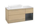 Villeroy und Boch Finion Waschtischunterschrank F691HGPC 120x60,3x50,1cm, Regal rechts Midnight Blue Matt Lacquer, Oak Veneer