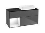 Villeroy und Boch Finion Waschtischunterschrank G682GFGK 120x60,3x50,1cm, Regal links Glossy white lacquer, Anthracite matt