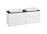 Villeroy und Boch Finion Waschtischunterschrank F31200GF 160x60,3cm, Abdeckplatte black matt, Glossy white lacquer