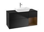 Villeroy und Boch Finion Waschtischunterschrank G832GNPD 120cm, Abdeckplatte black matt, Emotion, Regale Walnut Veneer, Black matt lacquer